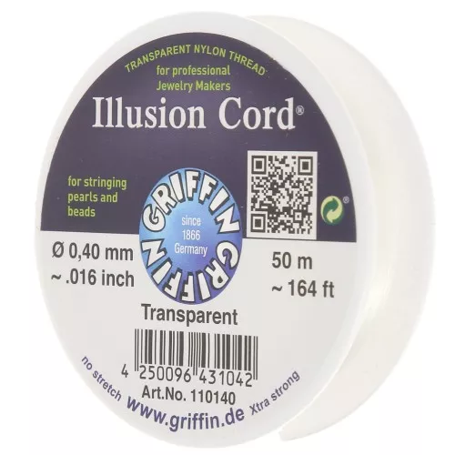Hilo de nylon invisible 0,40 mm - cordón ilusión - Griffin - Transparente x50m
