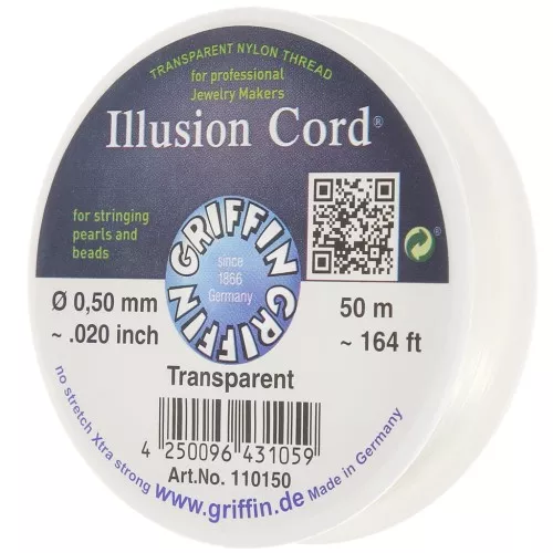 Hilo de nylon invisible 0,50 mm - cordón ilusión - Griffin - Transparente x50m