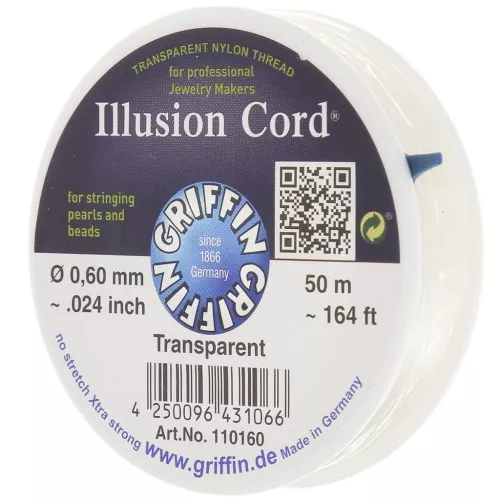 Hilo de nylon invisible 0,60 mm - cordón ilusión - Griffin - Transparente x50m