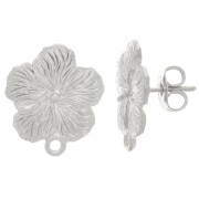 Pendientes flor 15 mm con anilla cerrada - Plata x2
