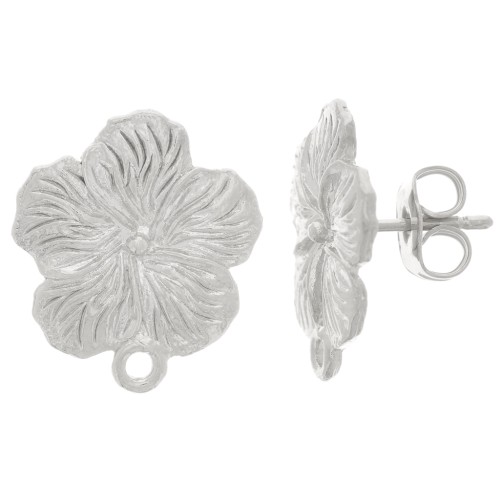Pendientes flor 15 mm con anilla cerrada - Plata x2