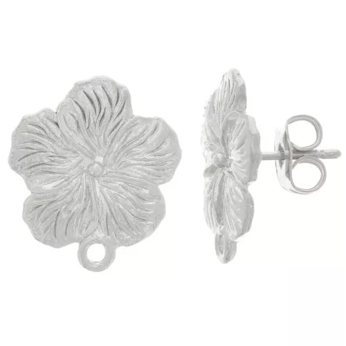 Pendientes flor 15 mm con anilla cerrada - Plata x2
