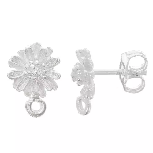Pendientes de margarita de 9 mm con aro cerrado - Plata x2
