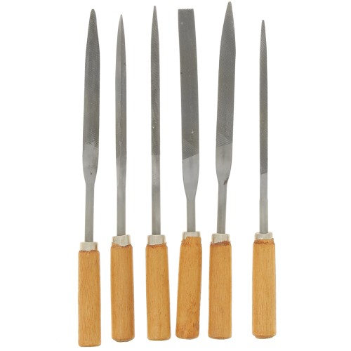 6 limas con mango de madera - grano medio - herramientas de joyería x1