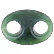 Grano de café acrílico Eslabón 32x23 mm - Verde abeto jaspeado x1