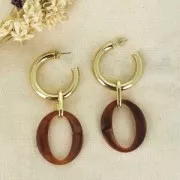 Eslabón acrílico ovalado 39x34 mm - Gris oscuro jaspeado x1