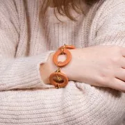 Eslabón redondo plano de acrílico transparente 31,5 mm - Menta x1