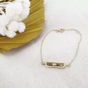 Entrepieza rectangular redondeado 29x6 mm - Dorado x1