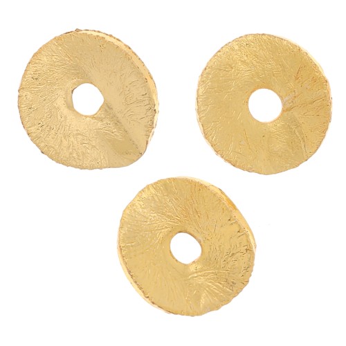 Heishi cuentas onduladas efecto cepillado 6x0.8mm - Dorado x5g aprox. 30 piezas