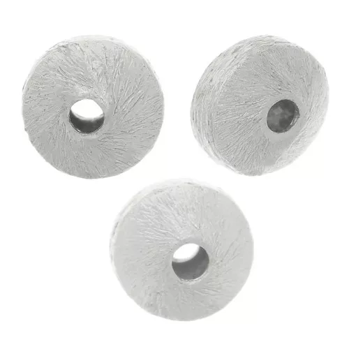 Cuentas aplanadas efecto cepillado 6x4 mm - Plata x5g aprox. 15 piezas
