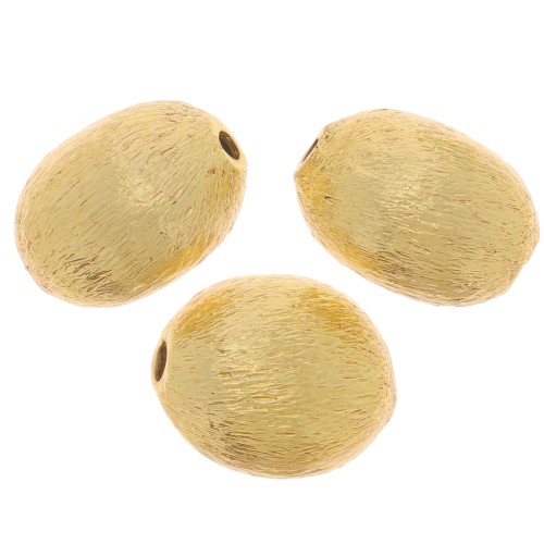 Cuentas aceituna efecto cepillado 10x8 mm - Dorado x10