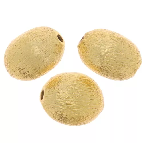 Cuentas aceituna efecto cepillado 10x8 mm - Dorado x10