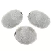 Cuentas de olivo efecto cepillado 10x8 mm - Plata x10