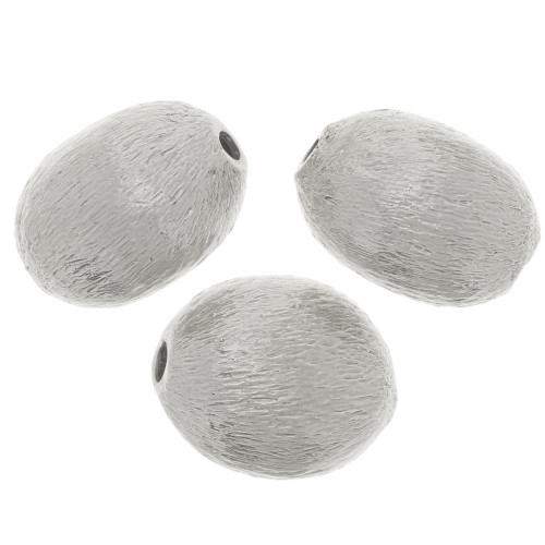 Cuentas de olivo efecto cepillado 10x8 mm - Plata x10