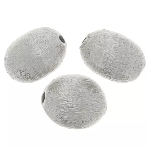 Cuentas de olivo efecto cepillado 10x8 mm - Plata x10