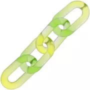 Eslabón acrílico ovalado 39x23 mm bicolor transparente - Verde - Amarillo x1