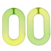 Eslabón acrílico ovalado 39x23 mm bicolor transparente - Verde - Amarillo x1