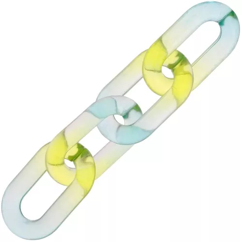 Eslabón acrílico ovalado 39x23 mm bicolor transparente - Azul claro - Amarillo x1