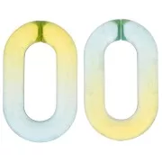 Eslabón acrílico ovalado 39x23 mm bicolor transparente - Azul claro - Amarillo x1