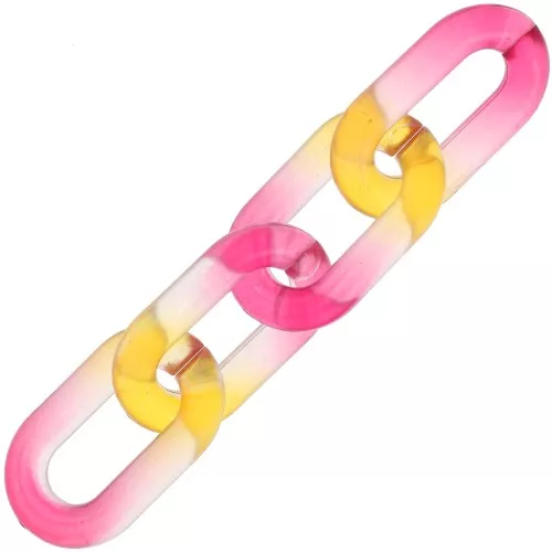 Eslabón acrílico ovalado 39x23 mm bicolor transparente - Rosa - Naranja x1