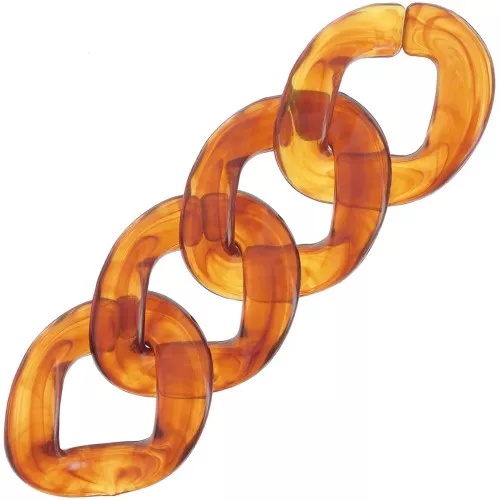 Eslabón ovalado trenzado de acrílico transparente 40x33 mm - Mármol ámbar x1