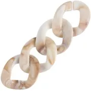 Eslabón acrílico trenzado ovalado 40x33 mm - Blanco jaspeado - Marrón x1