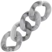 Eslabón acrílico trenzado ovalado 40x33 mm - Gris jaspeado - Negro x1