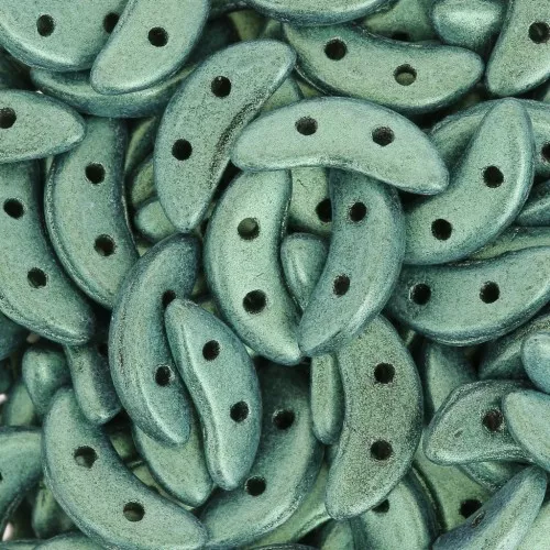 Czechmates Crescent 2 agujeros 3x10 mm - Gamuza metalizada verde claro x5g