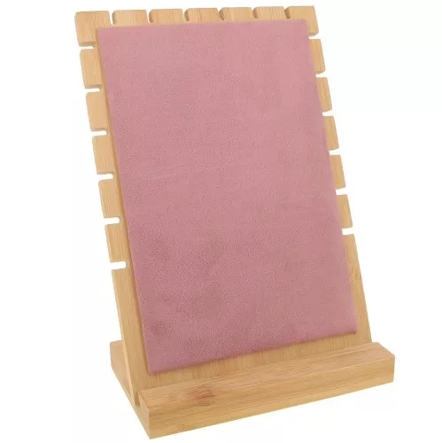 Joyero para collar - forma rectangular 25x17 cm bambú - ante rosa x1