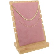 Joyero para collar - forma rectangular 25x17 cm bambú - ante rosa x1