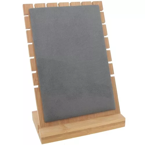 Joyero para collar - forma rectangular 25x17 cm bambú - ante Gris x1