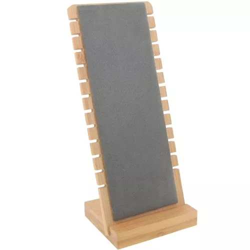 Joyero para collar - forma rectangular 27x11cm Bambú - Gris ante x1