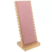 Joyero para collar - forma rectangular 27x11cm Bambú - Gamuza rosa x1