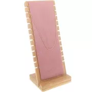 Joyero para collar - forma rectangular 27x11cm Bambú - Gamuza rosa x1