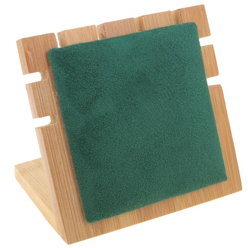 Joyero pequeño para collar - forma cuadrada 10x11 cm Bambú - Suede Verde x1