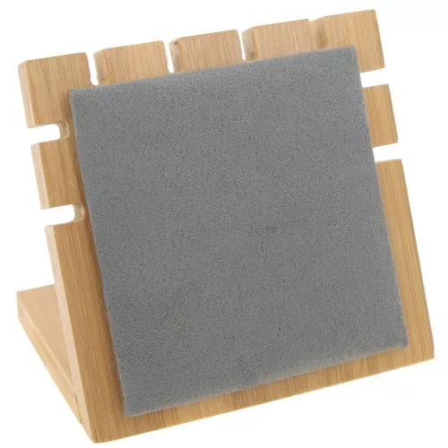Joyero pequeño para collar - forma cuadrada 10x11 cm Bambú - Gris ante x1
