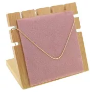 Joyero pequeño para collar - forma cuadrada 10x11 cm Bambú - Gamuza rosa x1