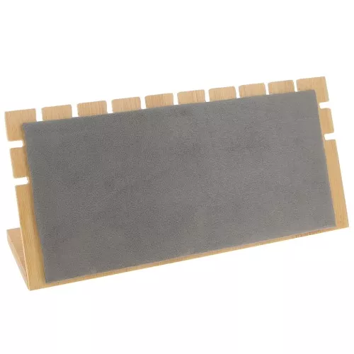 Joyero para collar - forma rectangular 11x25 cm Bambú - Gris ante x1