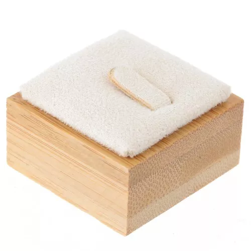 Joyero - Anillero con lengüeta 40x40 mm - Bambú - Ante Beige x1