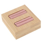 Joyero - mini bandeja para 2 anillos 60x65 mm - Bambú - Gamuza rosa x1