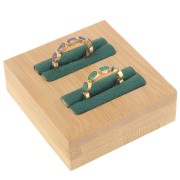 Joyero - mini bandeja para 2 anillos 60x65 mm - Bambú - Suede Green x1