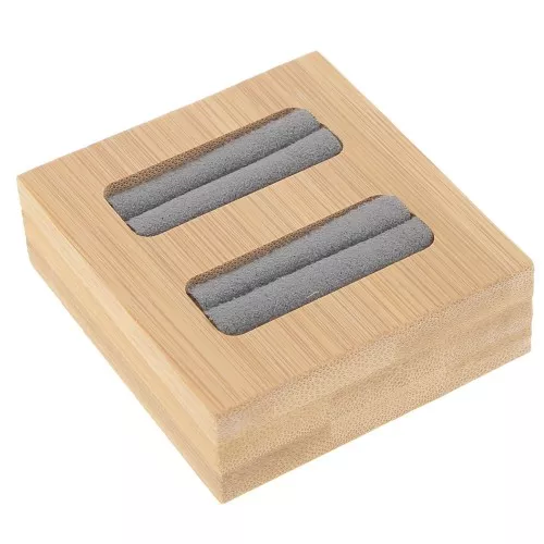 Joyero - mini bandeja para 2 anillos 60x65 mm - Bambú - Gris ante x1