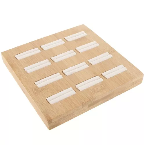 Joyero - bandeja para 12 anillos 16x16 cm - Bambú - Ante Beige x1