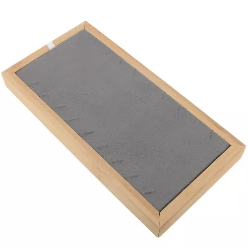 Joyero para collar - bandeja 9 collares 22x11 cm Bambú - Gamuza Gris x1
