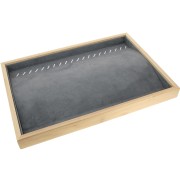 Joyero - bandeja para 20 collares 35x24 cm Bambú - Ante Gris x1|raw }}