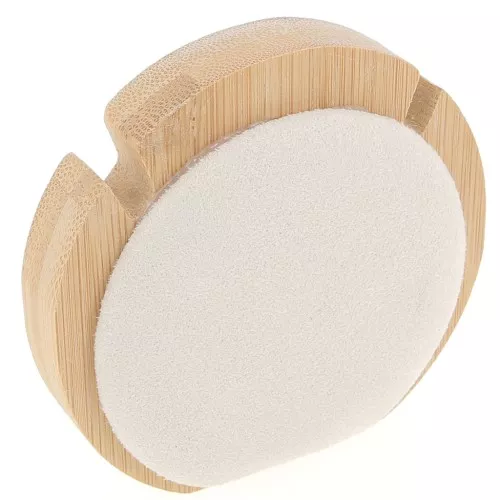 Joyero para collar - redondo - 9 cm Bambú - Gamuza Beige x1