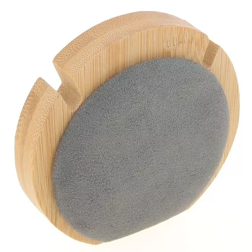 Joyero para collar - redondo - 9 cm Bambú - Gris ante x1