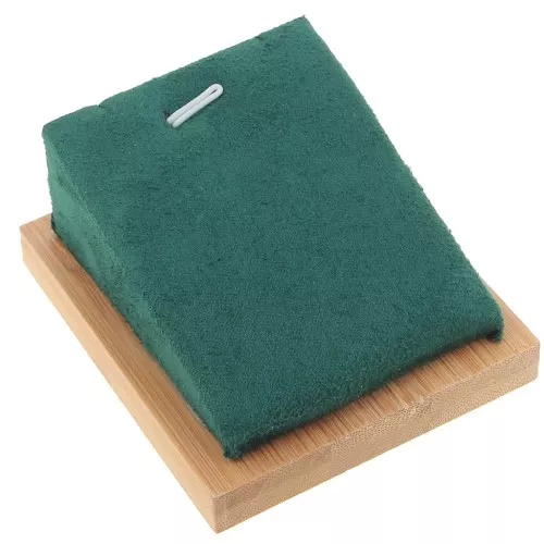 Joyero para collar - rectángulo inclinado - 7,5x6 cm Bambú - Suede Green x1