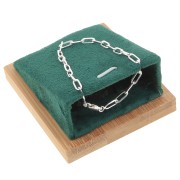 Joyero para collar - rectángulo inclinado - 7,5x6 cm Bambú - Suede Green x1