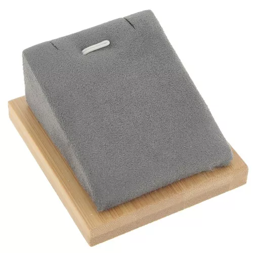 Joyero para collar - rectángulo inclinado - 7,5x6 cm Bambú - Gris ante x1